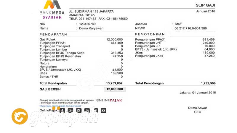 Gaji Pegawai Bank Mega Semua Jabatan