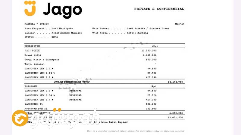 Gaji Pegawai Bank Jago Tbk (ARTO) Semua Jabatan Terbaru