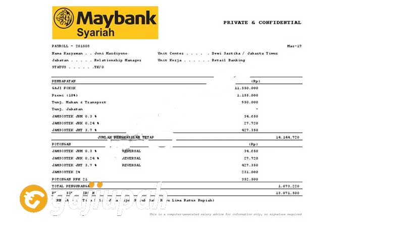 Gaji Pegawai Bank Maybank Syariah Semua Jabatan Terbaru