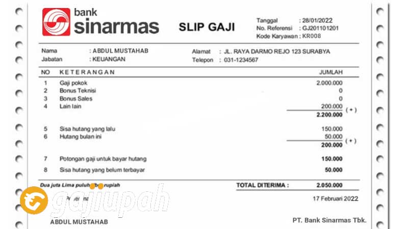 Gaji Pegawai Bank Sinarmas Tbk (BSIM) Semua Jabatan Terbaru